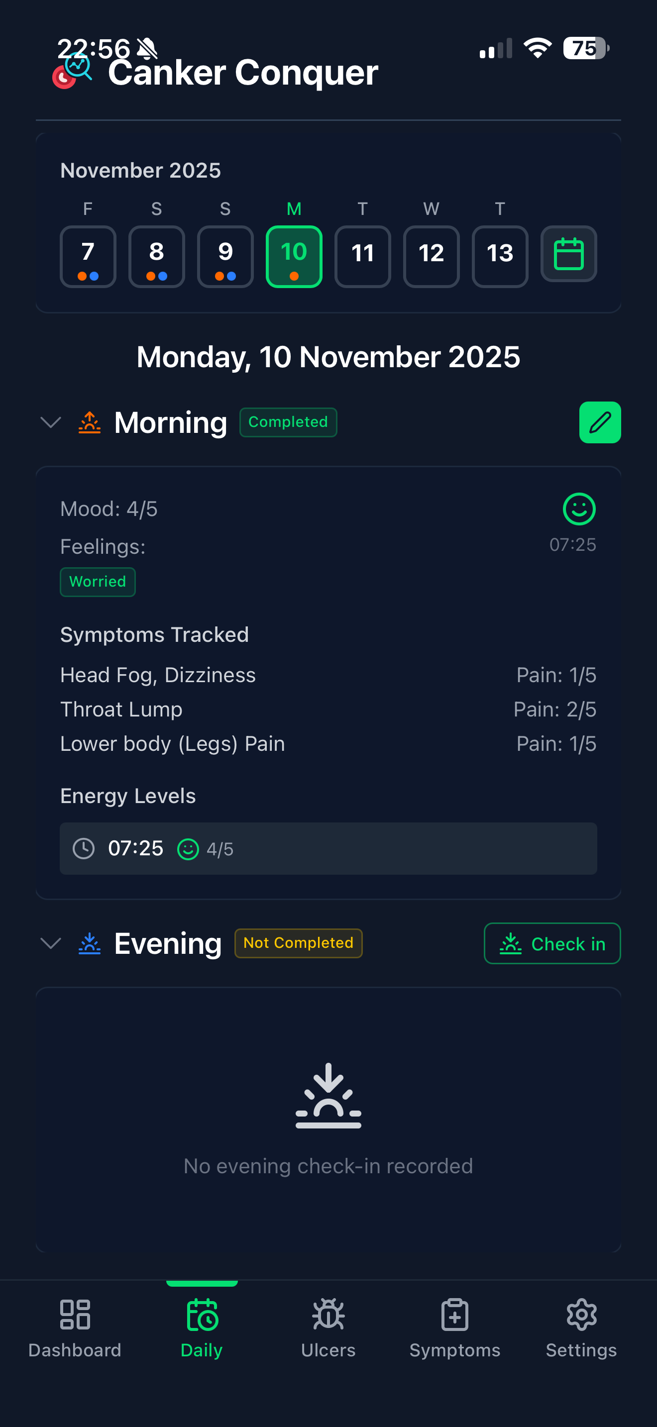 App Check-in Interface Mockup